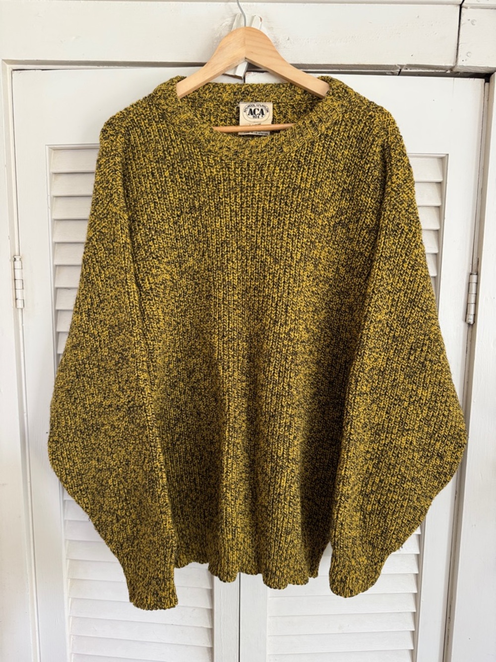 Vintage ACA Joe Yellow & Black Oversized Sweater ~ Large USA Made 🇺🇸